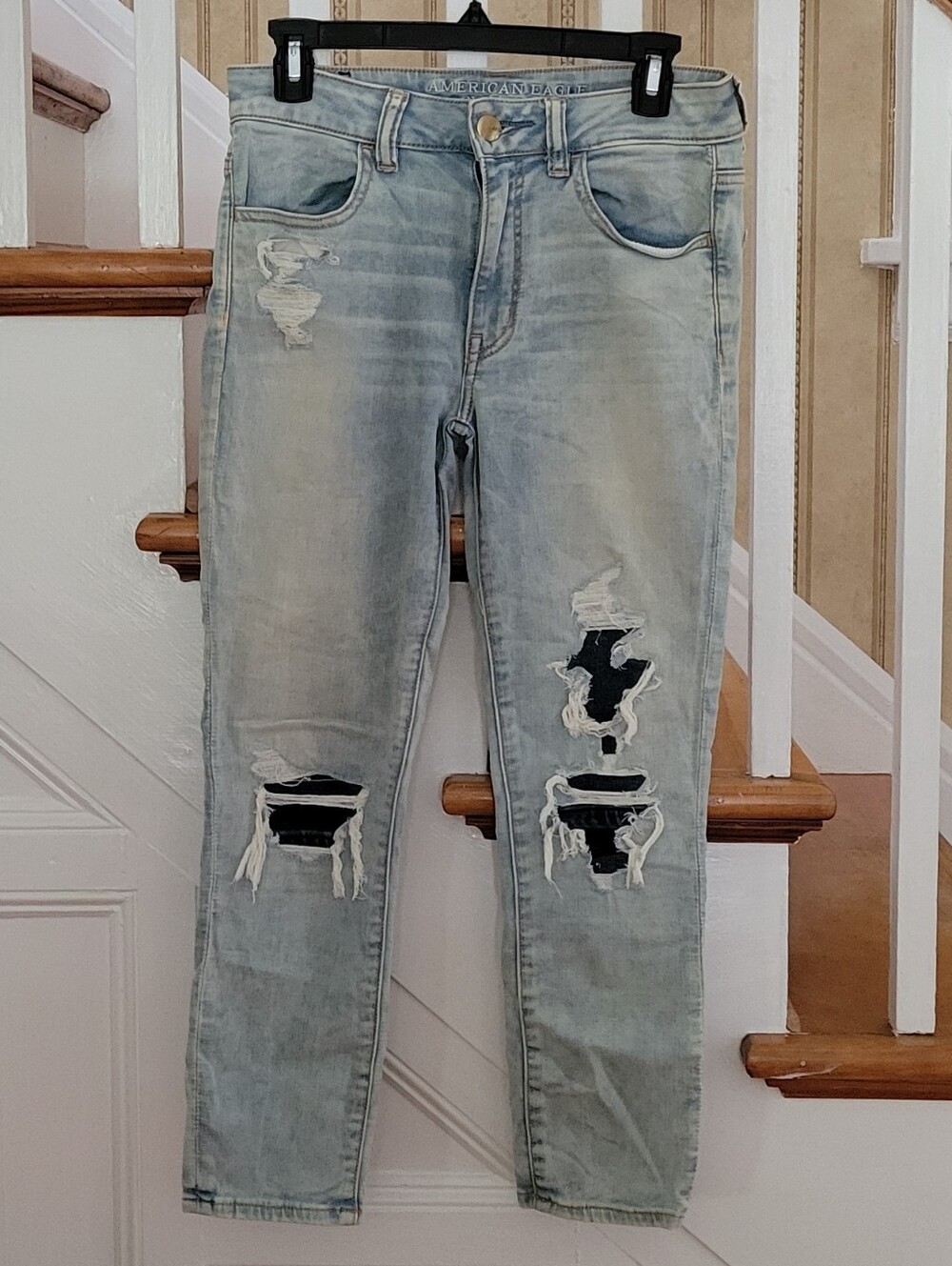 AMERICAN EAGLE Outfitters Blue Hi Rise Jegging Crop Super Super Stretch Size 6